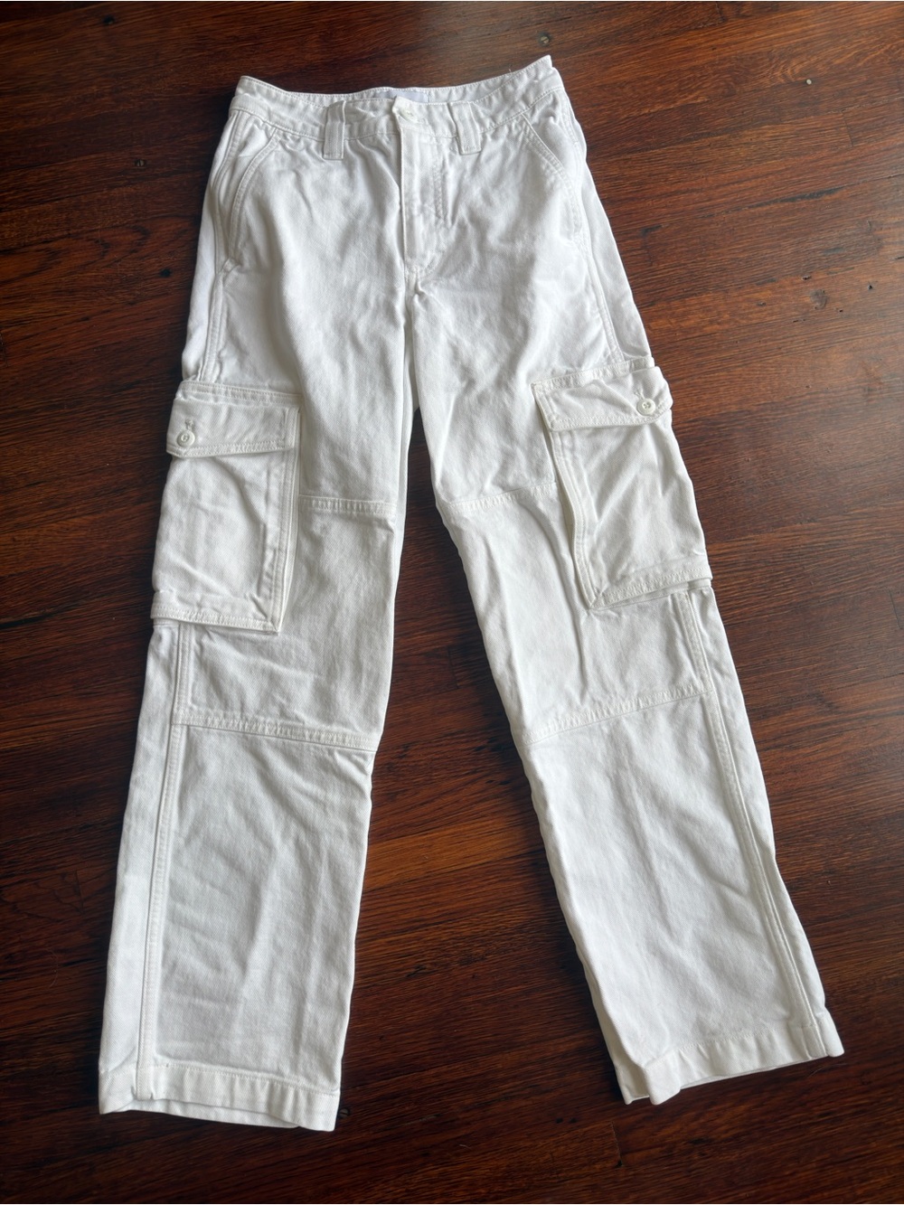 Women White Cargo Pants - Classic Utility Style 100% cotton TNA Aritzia